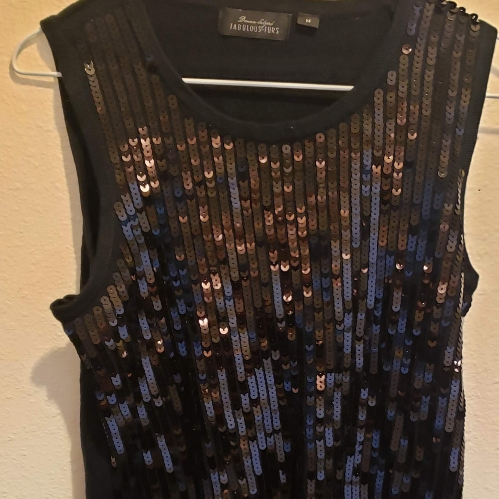Black sweater sleeveless top with sequins